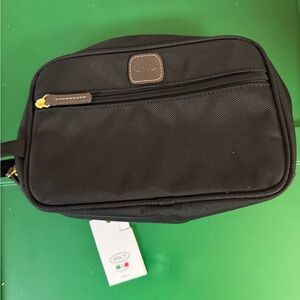 Bric's Black Toiletry Bag with Brown Accents